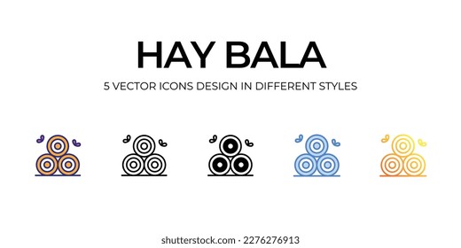 hay bala Icon Design in Five style with Editable Stroke. Line, Solid, Flat Line, Duo Tone Color, and Color Gradient Line. Suitable for Web Page, Mobile App, UI, UX and GUI design.