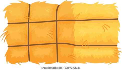 Hay bale. Cartoon pack. Rectangular dry straw harvest isolated on white background