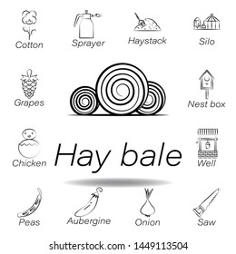 hay bale hand draw icon. Element of farming illustration icons. Signs and symbols can be used for web, logo, mobile app, UI, UX