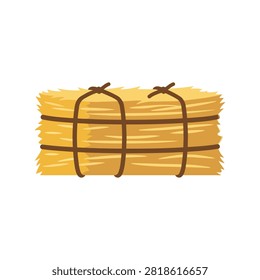 Hay bale isolated on white. Rectangular straw bundle for farm or autumn harvest design.