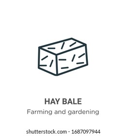 Hay bale outline vector icon. Thin line black hay bale icon, flat vector simple element illustration from editable farming concept isolated stroke on white background