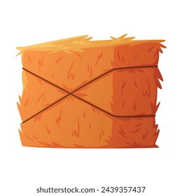 Hay Bale Tied with Rope as Dried Grass for Fodder Vector Illustration