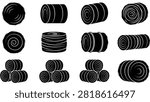 Hay bale vector icons. Set of agricultural straw rolls for farm and harvest design.