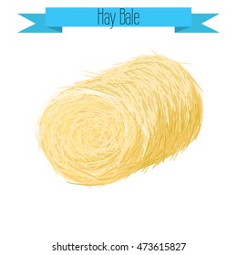 Hay bale vector illustration on white. Straw bale isolated.