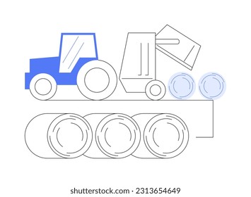 Hay baler abstrakte Konzept Vektorgrafik. Bauern mit Heu-Baler auf dem Feld, Industrietransport, Landmaschinen, Landleben, Gartengeräte abstrakte Metapher.