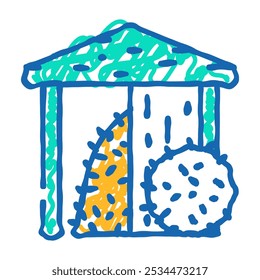 hay in barn doodle icon sketch vector. hay in barn sign. isolated symbol illustration