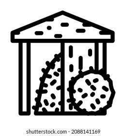 heno en el vector de icono de línea de grano. heno en señal de granero. símbolo de contorno aislado ilustración negra