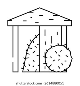 hay in barn line icon vector. hay in barn sign. isolated contour symbol black illustration