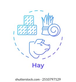 Hay blue gradient concept icon. Animal feeding, agriculture. Livestock, husbandry. Round shape line illustration. Abstract idea. Graphic design. Easy to use in infographic, presentation