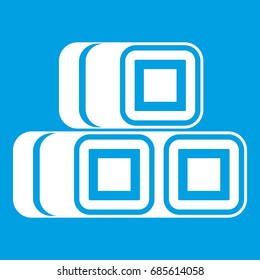 Hay bundles icon white isolated on blue background vector illustration