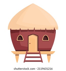 Hay bungalow icon cartoon vector. Sea villa. Island house