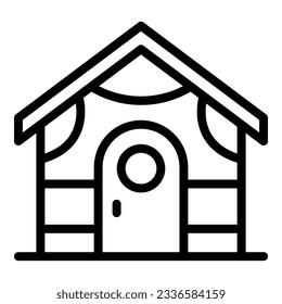 Hay Bungalow Symbol Umriss Vektor. Ocean Villa. Hausdorf