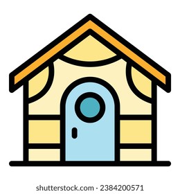Hay bungalow icon outline vector. Ocean villa. House village color flat