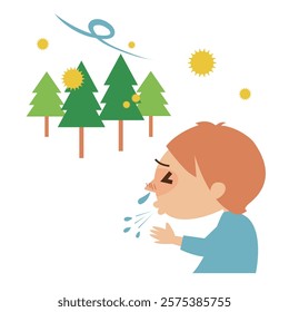 Hay fever Children sneezing Image illustration