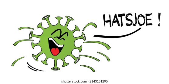 Hay fever,  runny nose or corona virus. Cartoon vector icon or pictogram. Hay fever is an allergic reaction to pollen, usually when it comes in contact with your mouth, nose, eyes and throat. 
