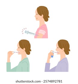 Hay fever treatment image illustration set (female)