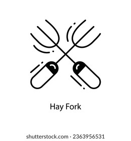 Hay Fork doodle Icon Design illustration. Agriculture Symbol on White background EPS 10 File