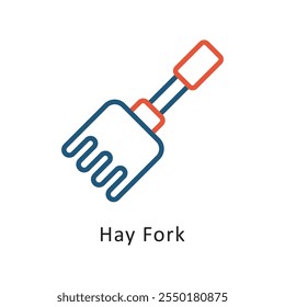 Hay Fork Vector Two Color Outline IconIcon. Eps 10 file