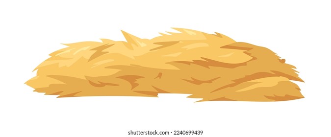 Hay, golden dry grass pile. Gold sraw, livestock feed heap. Yellow farm field wheat crop stack, thatch. Flat vector illustration isolated on white background