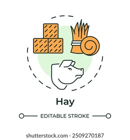 Hay multi color concept icon. Animal feeding, agriculture. Livestock, husbandry. Round shape line illustration. Abstract idea. Graphic design. Easy to use in infographic, presentation