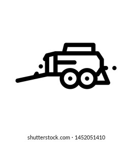 Hay Pressing Trailer Vehicle Vector Thin Line Icon. Agricultural Transport Crushing Tree Trailer Machinery Linear Pictogram. Industry Agronomy Machine Monochrome Contour Illustration