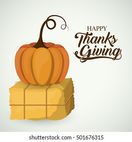 Hay and pumpkin of Thanks given design