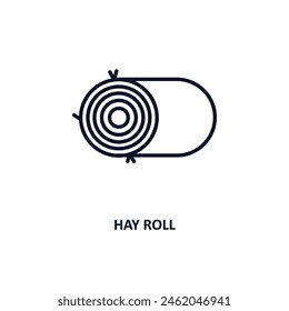hay roll outline icon. Thin line icon from agriculture farming and gardening collection. Editable vector isolated on white background
