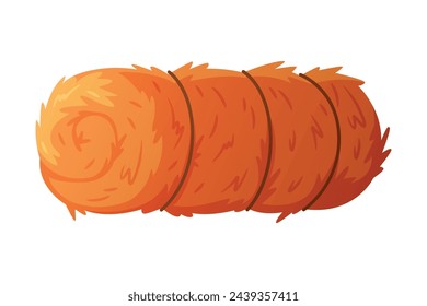 Hay Rolled and Tied with Rope as Dried Grass for Fodder Vector Illustration