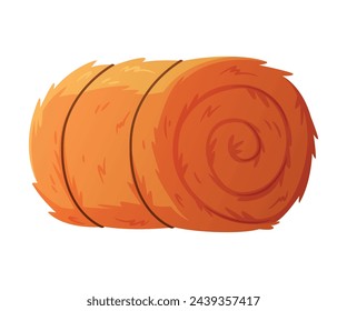 Hay Rolled and Tied with Rope as Dried Grass for Fodder Vector Illustration