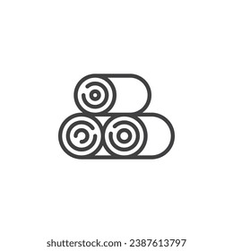 Hay rolls line icon. linear style sign for mobile concept and web design. Haystack bale outline vector icon. Symbol, logo illustration. Vector graphics