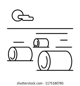Hay rolls. Vector flat outline icon illustration isolated on white background.