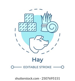 Hay soft blue concept icon. Animal feeding, agriculture. Livestock, husbandry. Round shape line illustration. Abstract idea. Graphic design. Easy to use in infographic, presentation