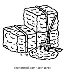 hay stack / cartoon vector and illustration, black and white, hand drawn, sketch style, isolated on white background.