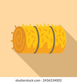 Hay stack roll icon flat vector. Agriculture farming harvest. Natural business