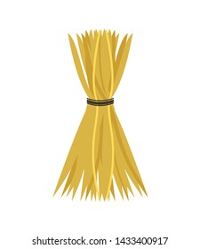 Hay vector, isolated bale tied with thread of black color, icon agriculture and husbandry, season of harvesting and gathering dried grass, countryside