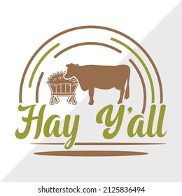 Hay Y'all printable vector illustration