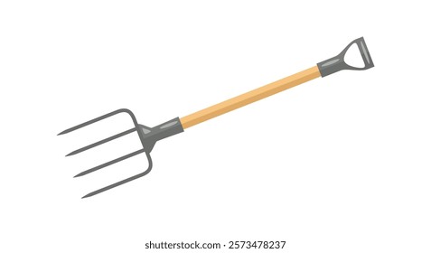 Hayfork isolated on white background. Vector cartoon flat illustration. Gardening tool icon