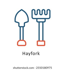 Hayfork Vector Two Color Outline IconIcon. Eps 10 file