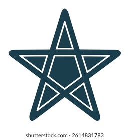 Haykal Symbol Vector, Minimalist Outline Haykal (Temple Outline) – A five-pointed star with a vertical line, symbolizing the human body and divine teachings