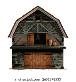 Hayloft. Projeto americano de celeiro e arquiteto de granadagem.