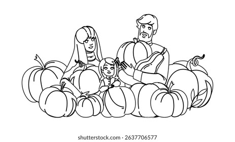 hayride pumpkin patch festival vector. cornmaze scarecrow, fall leaves, spooky lantern hayride pumpkin patch festival character. people black line pencil drawing illustration