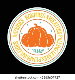 hayrides. bonfires sweaters.falling.leaves.pumpkins.cider,  New Fall Sticker Design Template