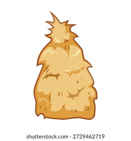 Ilustración de dibujos animados de Haystack con productos agrícolas y símbolo de la agricultura, que representan temas rurales y temporada de cosecha, aislados sobre un fondo blanco limpio