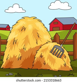 Ilustración de la granja de dibujos animados de color Haystack