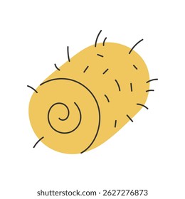 Haystack colorful Icon. Round yellow straw stack crop. Flat vector illustration. Hand drawn agronomy symbol