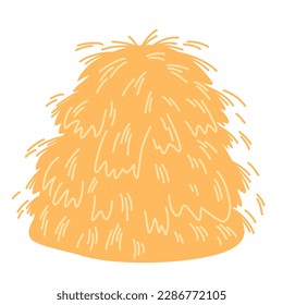 Haystack. Dry grass, farm fodder bundles. Bale of hay Dried haystack, fodder straw and farm haystacks vector cartoon illustration isolated on the white background. 