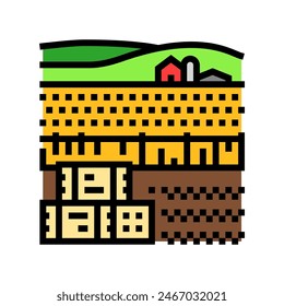 Heuhaufen-Farmer-Farbsymbol-Vektorgrafik. Heuhaufen-Farmer-Zeichen. Isolierte Symboldarstellung