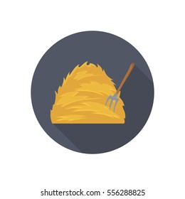 Haystack and forks color flat icon for web and mobile design