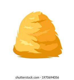 Haystack. A freestanding, brightly colored haystack, harvested in the fall, food for the cows and horses on the farm. Vector flat illustration