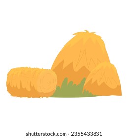 Haystack. Hay from farm. Hay stack on white background. Vector illustration 